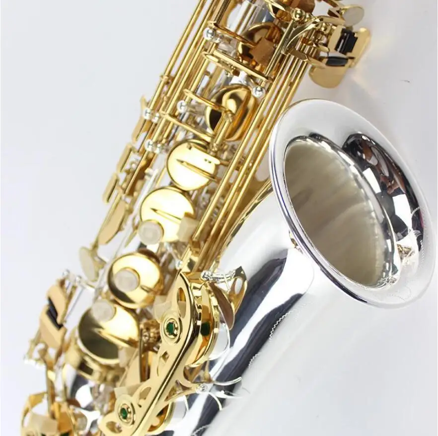 

Новый Eb Tune альт-саксофон музыкальный инструмент серебряный корпус золотой ключ с чехлом