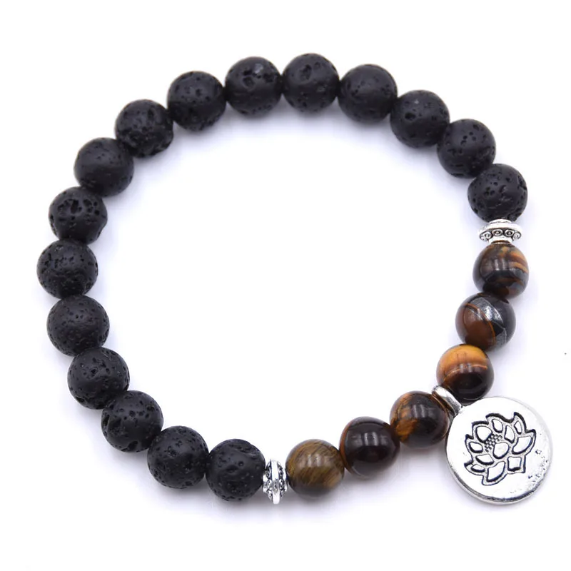 Natural Lava Rock Vajra Bodhi Bracelet Prayer Tiger Eye Beaded Men's and Women's Bracelets Lotus Jewelry Accessories for 2018
Natural Lava Rock Vajra Bodhi Bracelet Prayer Tiger Eye Beaded Men's and Women's Bracelets Lotus Jewelry Accessories for 2018