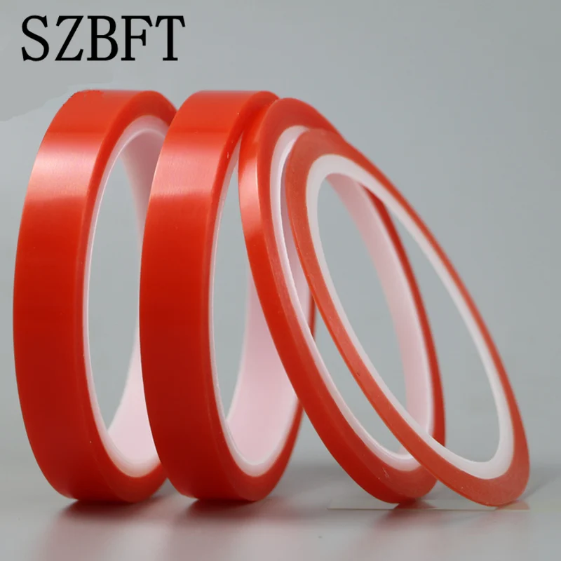 SZBFT 2 рулона 1 мм ~ 5 * м сильный ПЭТ клей красная пленка прозрачная двусторонняя