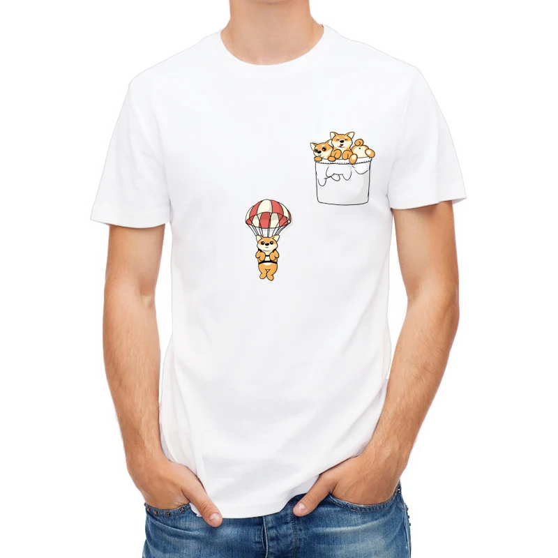 Летние модные топы футболки с милым Мопсом мужские круглым вырезом Camisa Masculina