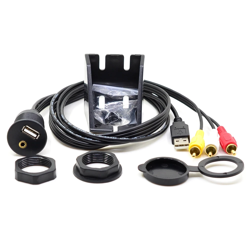 USB RCA Flush Mount -USB & 3RCA to USB 2.0 & 3.5mm Female AUX Extension Cable Flush Dash Panel Mount Cable for Motorcycle Car
USB RCA Flush Mount -USB & 3RCA to USB 2.0 & 3.5mm Female AUX Extension Cable Flush Dash Panel Mount Cable for Motorcycle Car