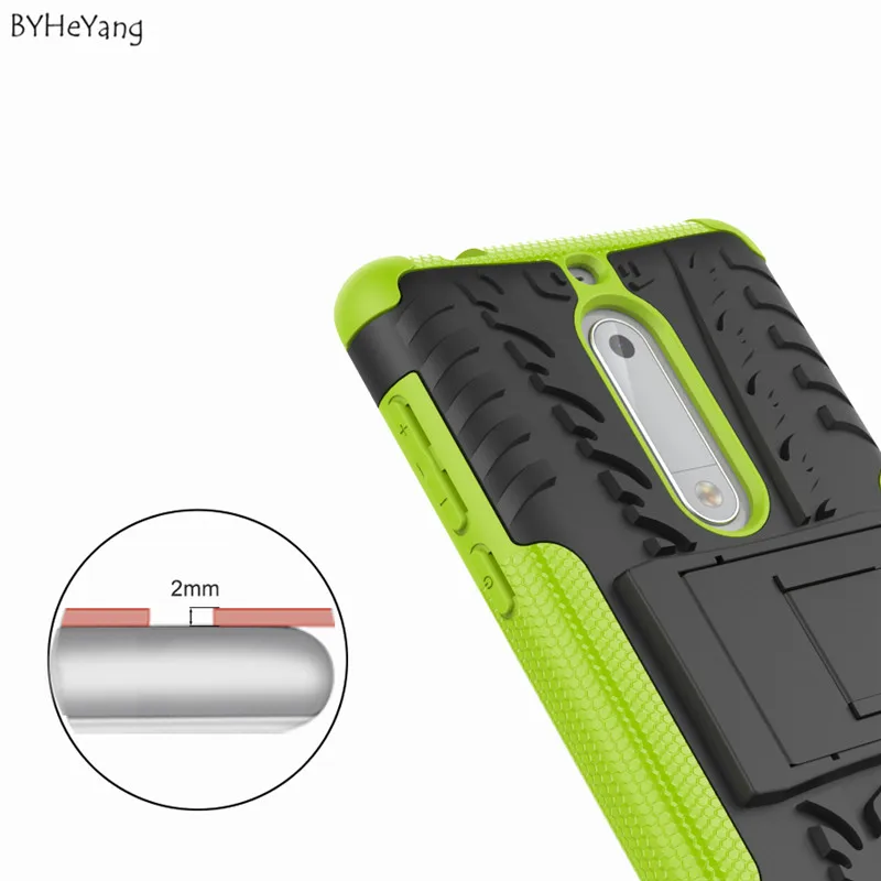 BYHeYang Case For Nokia 5 Cover 5.2 inch TPU & PC Stand Armor Shockproof Anti-drop Nokia5 Back capa | Мобильные телефоны и