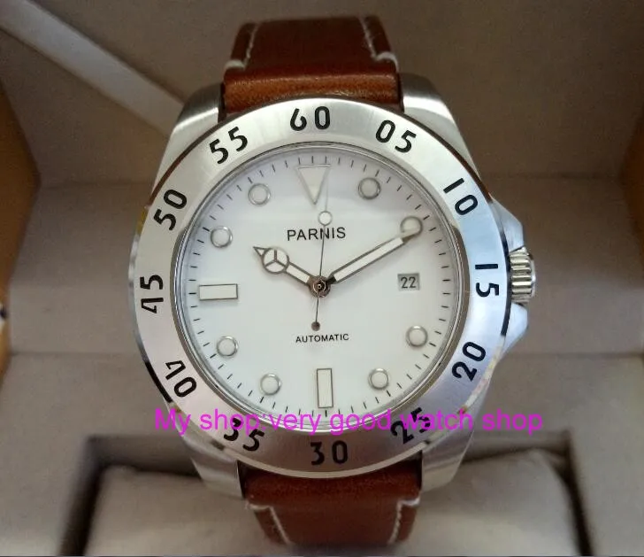 43mm Parnis Sapphire Crystal Japanese 21 jewels Automatic Self-Wind Movement Mechanical watches 5Bar Men's watches 290
43mm Parnis Sapphire Crystal Japanese 21 jewels Automatic Self-Wind Movement Mechanical watches 5Bar Men's watches 290