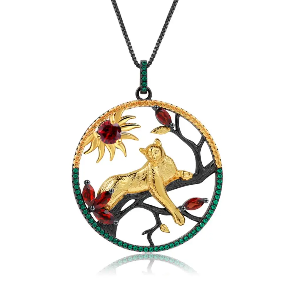 GEM'S BALLET 925 Sterling Silver Gemstone 1.64Ct Natural Red Garnet Leopard on the Tree Pendant Necklace Fine Jewelry For Women
GEM'S BALLET 925 Sterling Silver Gemstone 1.64Ct Natural Red Garnet Leopard on the Tree Pendant Necklace Fine Jewelry For Women