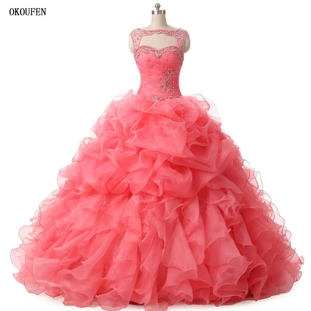 Quinceanera Dresses 2021 Ball Gown Organza Watermelon Crystals Real Photos vestido de 15 anos debutante Sweet 16 Dress ballkleid
Quinceanera Dresses 2021 Ball Gown Organza Watermelon Crystals Real Photos vestido de 15 anos debutante Sweet 16 Dress ballkleid