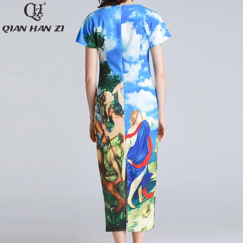 Qian Han Zi 2019 New Designer fashion summer dress O-Neck pattern print vintage luxury crystal Beading party Midi Bodycon dress
Qian Han Zi 2019 New Designer fashion summer dress O-Neck pattern print vintage luxury crystal Beading party Midi Bodycon dress