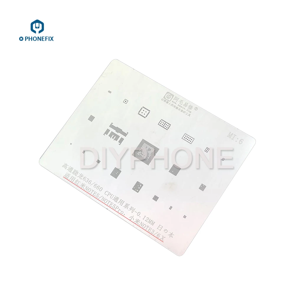 PHONEFIX 0.12MM AMAO Tin Planting BGA Stencil for Xiaomi 6789 Redmi Note2345 Motherboard BGA IC Soldering Repair CPU Plate
PHONEFIX 0.12MM AMAO Tin Planting BGA Stencil for Xiaomi 6789 Redmi Note2345 Motherboard BGA IC Soldering Repair CPU Plate