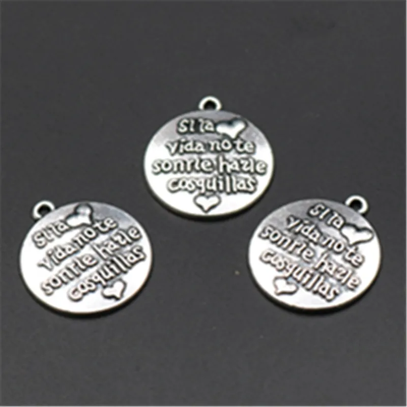 WKOUD 10pcs Antique silve smile to life and life will return that smile charm inspirational round tablets alloy pendants A666
WKOUD 10pcs Antique silve smile to life and life will return that smile charm inspirational round tablets alloy pendants A666