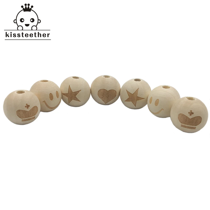 Round Necklace Wooden Beads Smiley Face LOVE Pentagram Crown Pattern Unfinished Baby Teether Wooden Teething Beads
Round Necklace Wooden Beads Smiley Face LOVE Pentagram Crown Pattern Unfinished Baby Teether Wooden Teething Beads