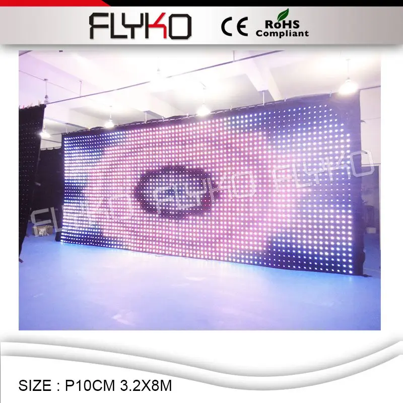 FLYKO сцены P10 светодиодные видео занавески видения одежды RGB Одежда | Лампы и