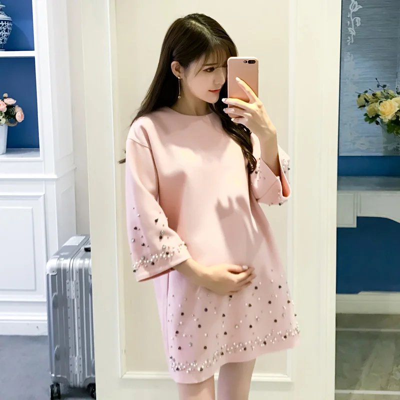 Maternity Dress 2018 Spring Pregnancy Clothes for Pregnant Women Pearl and rivet Maternity Clothing Plus Size Maternity Dresses
Maternity Dress 2018 Spring Pregnancy Clothes for Pregnant Women Pearl and rivet Maternity Clothing Plus Size Maternity Dresses
