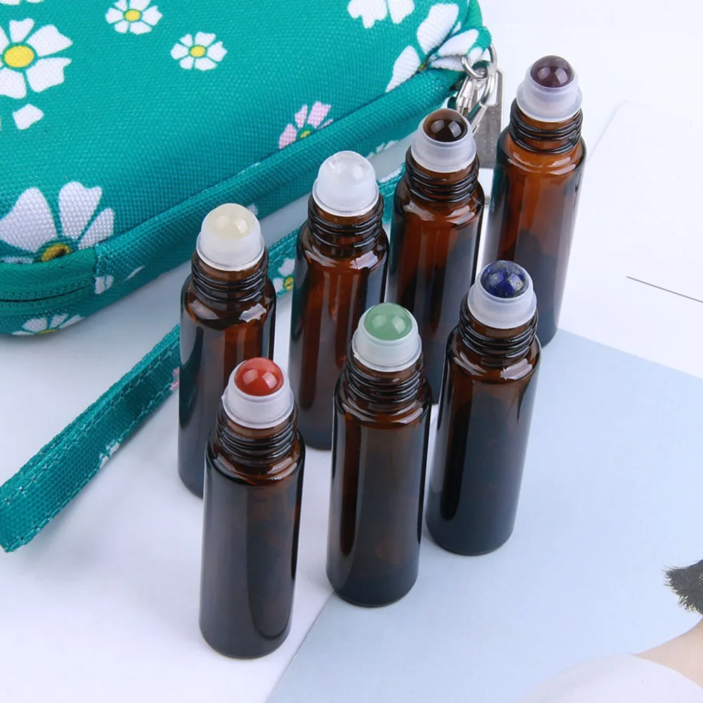 7pcs Chakra Gemstone Roller Balls Essential Oil Bottles 10ml Empty Amber Glass Bottles Refillable Natural Crystal Chips Inside
7pcs Chakra Gemstone Roller Balls Essential Oil Bottles 10ml Empty Amber Glass Bottles Refillable Natural Crystal Chips Inside
