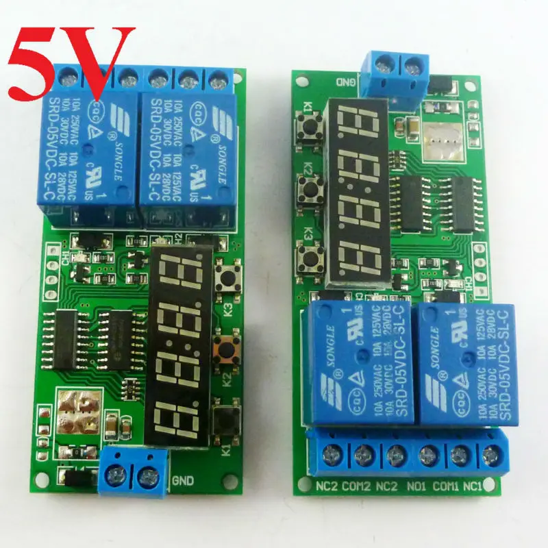 2 Pcs DC 5V 2 Channel 9 function Delay Timer Relay Module Controller Motor Reverse Timers 1-9999s
2 Pcs DC 5V 2 Channel 9 function Delay Timer Relay Module Controller Motor Reverse Timers 1-9999s