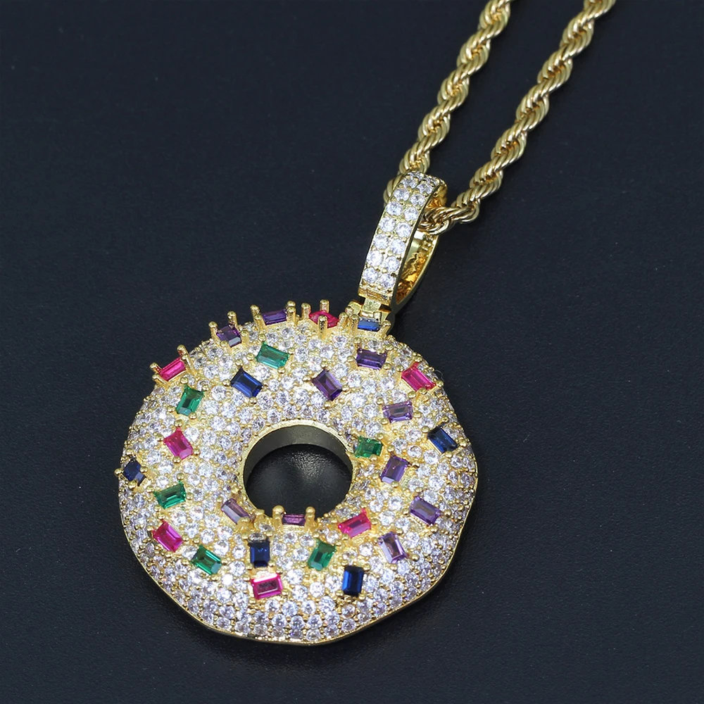 New Design Iced Out Cubic Zirconia Donut Necklace Women Men Hip Hop Bling Micro Paved AAA CZ Stone Round Pendants Chain Jewelry
New Design Iced Out Cubic Zirconia Donut Necklace Women Men Hip Hop Bling Micro Paved AAA CZ Stone Round Pendants Chain Jewelry