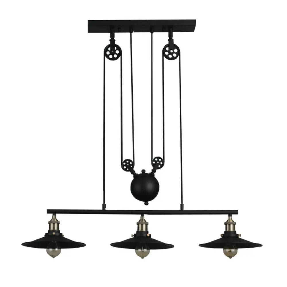 

Vintage Pendant Lights Fixtures Loft Style Hanglamp Pulley Retro Lamp Black Metal Industrial Lighting Bedroom Dining Room Bar