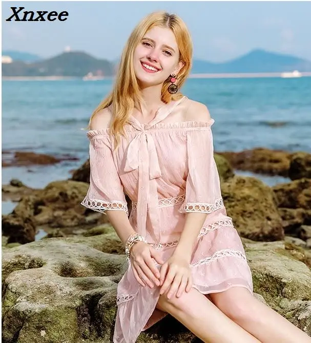 2018 New Summer Chic Chiffon Dresses Slash Neck Knee Length Party Dress Princess Elegant Holiday Beach Dress vestidos Xnxee
2018 New Summer Chic Chiffon Dresses Slash Neck Knee Length Party Dress Princess Elegant Holiday Beach Dress vestidos Xnxee