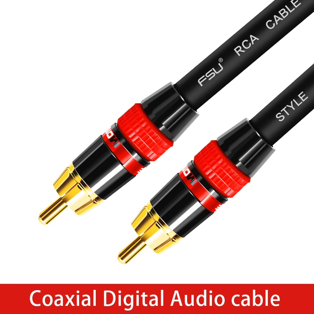 Коаксиальный RCA аудио кабель 24 К позолоченный штекер для домашнего кинотеатра DVD