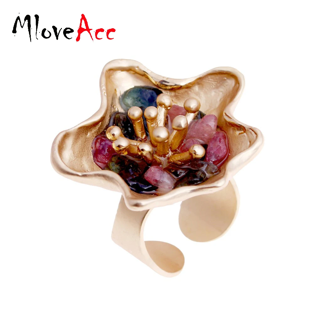 MloveAcc уникальный дизайн в стиле панк кольцо с разбитыми камнями цветные кольца