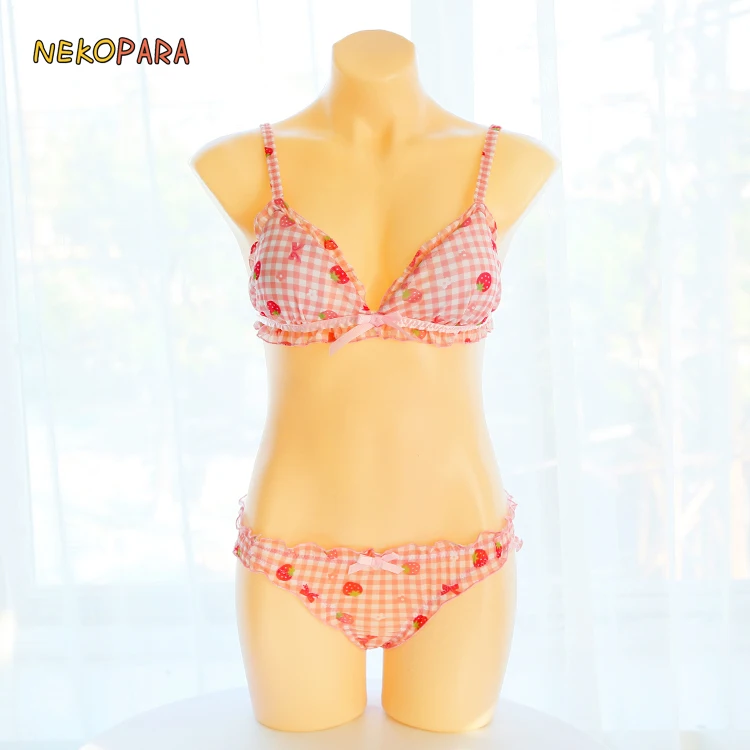 Strawberry Ichigo Girl Sexy Cute Women's Lingerie 2PCS Set Bra & Panties Set Bikini Bows Cute Lolita Underwear Comfortable
Strawberry Ichigo Girl Sexy Cute Women's Lingerie 2PCS Set Bra & Panties Set Bikini Bows Cute Lolita Underwear Comfortable