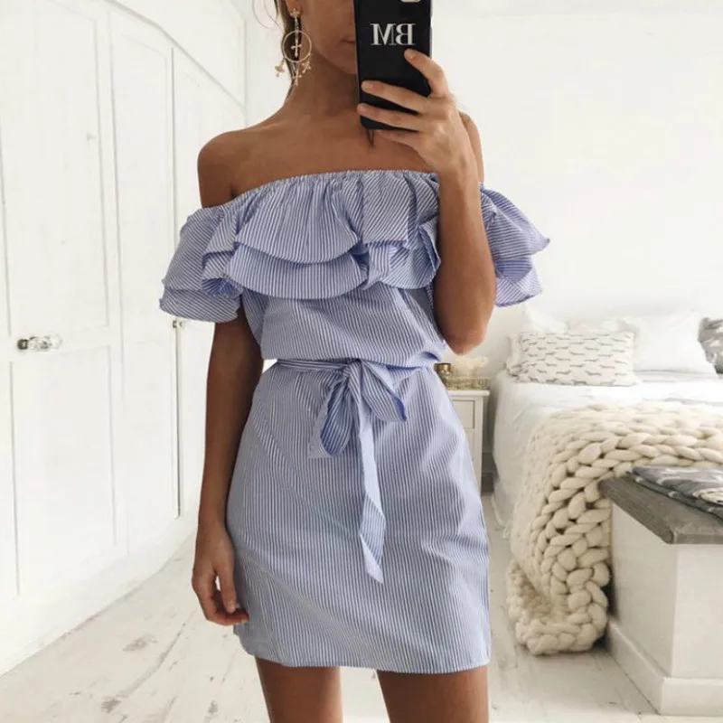 Women Dresses Striped Summer Dress Ruffle Collar 2018 Bandage Sundress Casual Sexy Bodycon Summer Dress Vestido De Festa
Women Dresses Striped Summer Dress Ruffle Collar 2018 Bandage Sundress Casual Sexy Bodycon Summer Dress Vestido De Festa