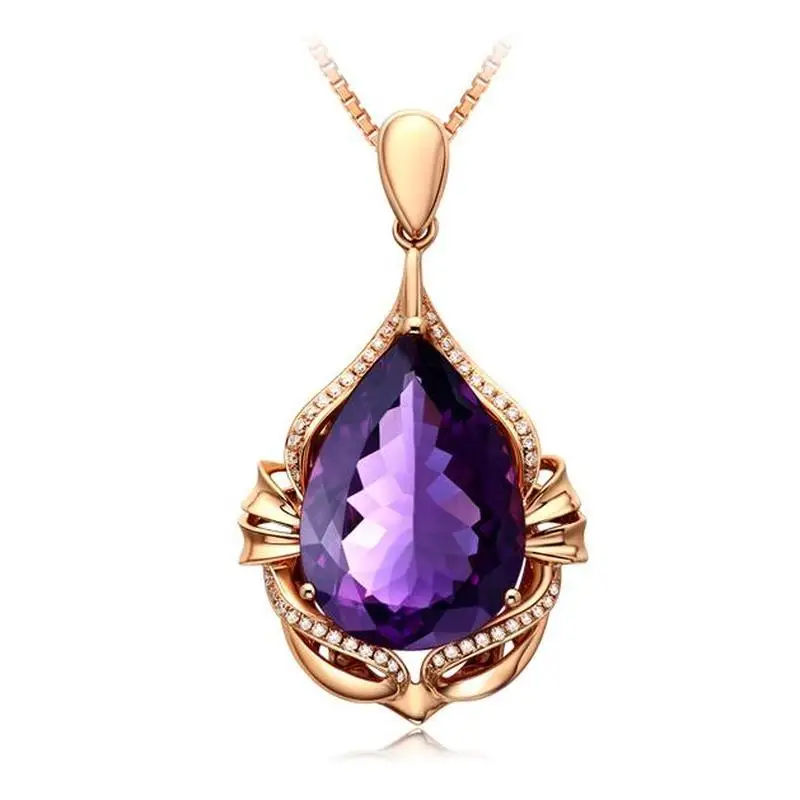 Charm Girls Rose Gold Necklace For Women Accessories Top Quality Crystal Purple Water-Drop Pendant Necklace Female Jewelry
Charm Girls Rose Gold Necklace For Women Accessories Top Quality Crystal Purple Water-Drop Pendant Necklace Female Jewelry