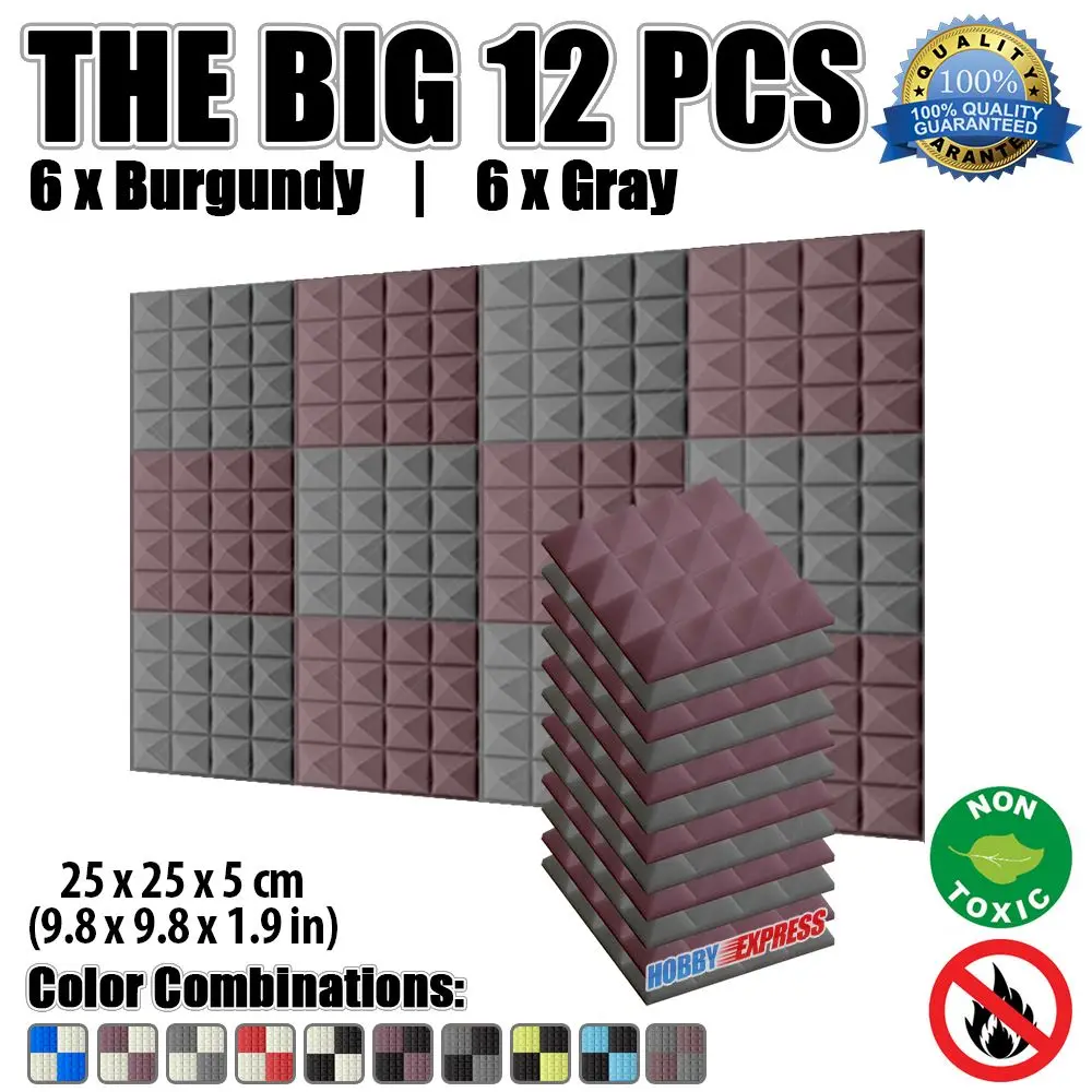 Arrowzoom 25 x 25 x 5 cm (9.8 x 9.8 x 1.9 in) 12 pcs Pack Sound-Absorbing Pyramid Acoustic Studio Foam Tile Panel KK1034
Arrowzoom 25 x 25 x 5 cm (9.8 x 9.8 x 1.9 in) 12 pcs Pack Sound-Absorbing Pyramid Acoustic Studio Foam Tile Panel KK1034