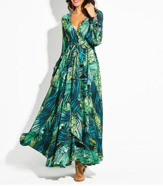 Long Sleeve Dress Green Tropical Beach Vintage Maxi Dresses Boho Casual V Neck Belt Lace Up Tunic Draped Plus Size Dress
Long Sleeve Dress Green Tropical Beach Vintage Maxi Dresses Boho Casual V Neck Belt Lace Up Tunic Draped Plus Size Dress