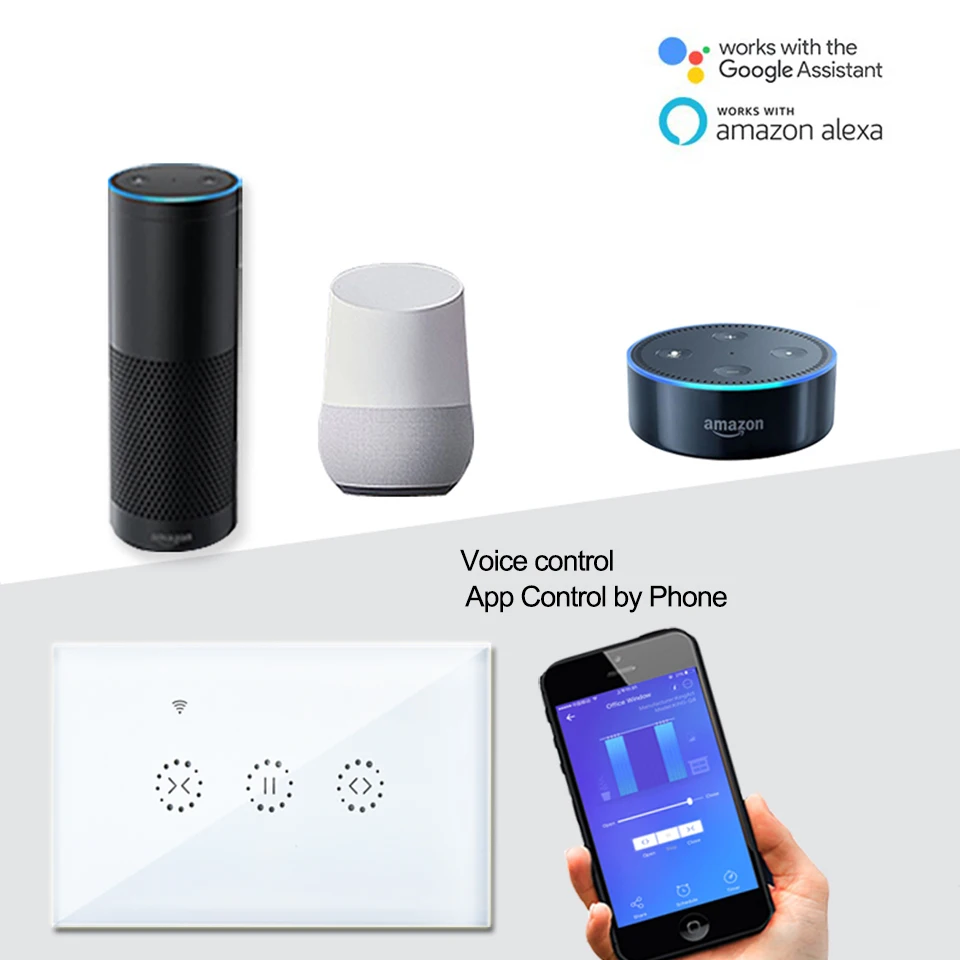 ЕС/США AC110 250V WiFi электрические жалюзи переключатель сенсорный приложение
