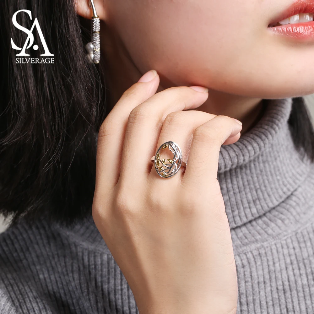 SA SILVERAGE 925 Silver Gold Color Plated Rings for Woman Authentic 925 Sterling Silver Life Tree Shape Engagemant Wedding Ring
SA SILVERAGE 925 Silver Gold Color Plated Rings for Woman Authentic 925 Sterling Silver Life Tree Shape Engagemant Wedding Ring