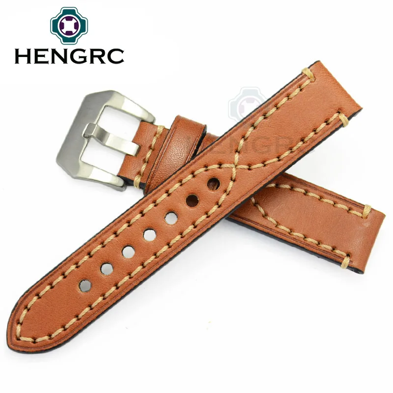HENGRC Watchbands 22mm 24mm Genuine Leather Watch Strap Women Men Manual Cowhide Band Silver Black Buckle
HENGRC Watchbands 22mm 24mm Genuine Leather Watch Strap Women Men Manual Cowhide Band Silver Black Buckle