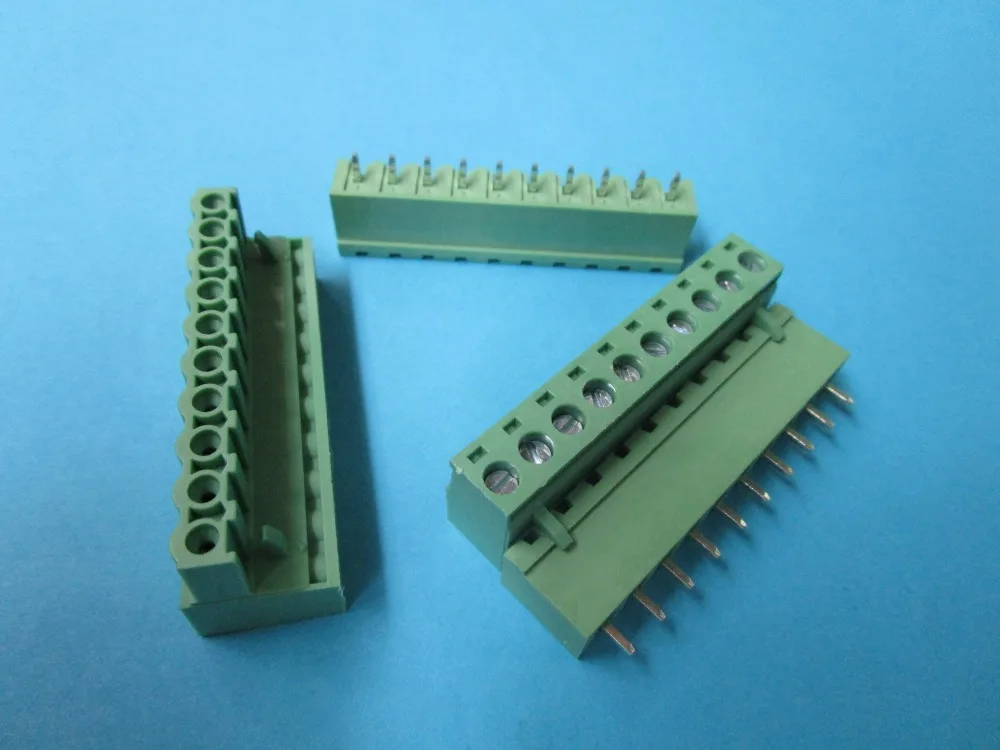 Соединительный блок с прямым штифтом 10 pin/way Pitch 5 08 мм 15 шт. зеленый цвет|terminal