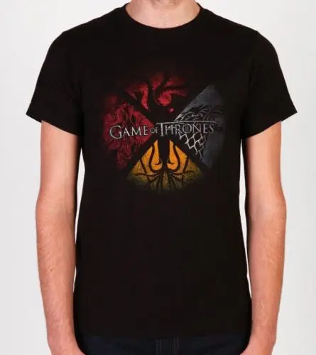 Футболка с надписью Game Of Thrones HOUSE SIGILS Старк Таргариен LANNISTER GREYJOY NWT S 3XL летняя