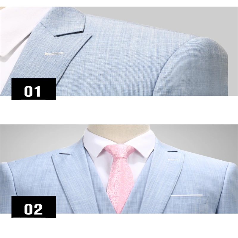 New Men Blue Suit Business Casual Men 3 Piece Set Slim Design Men Suit Jacket + Pants + Vest Classic Pure Color Mens Suits
New Men Blue Suit Business Casual Men 3 Piece Set Slim Design Men Suit Jacket + Pants + Vest Classic Pure Color Mens Suits