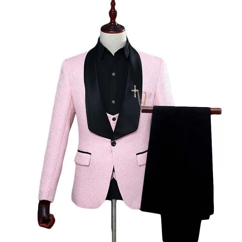 Pink Suit Men 2018 Slim Fit Shawl Collar Costume Homme Mariage 2018 Jacquard 3 Piece Prom Tuxedo Suits Anzug Herren
Pink Suit Men 2018 Slim Fit Shawl Collar Costume Homme Mariage 2018 Jacquard 3 Piece Prom Tuxedo Suits Anzug Herren