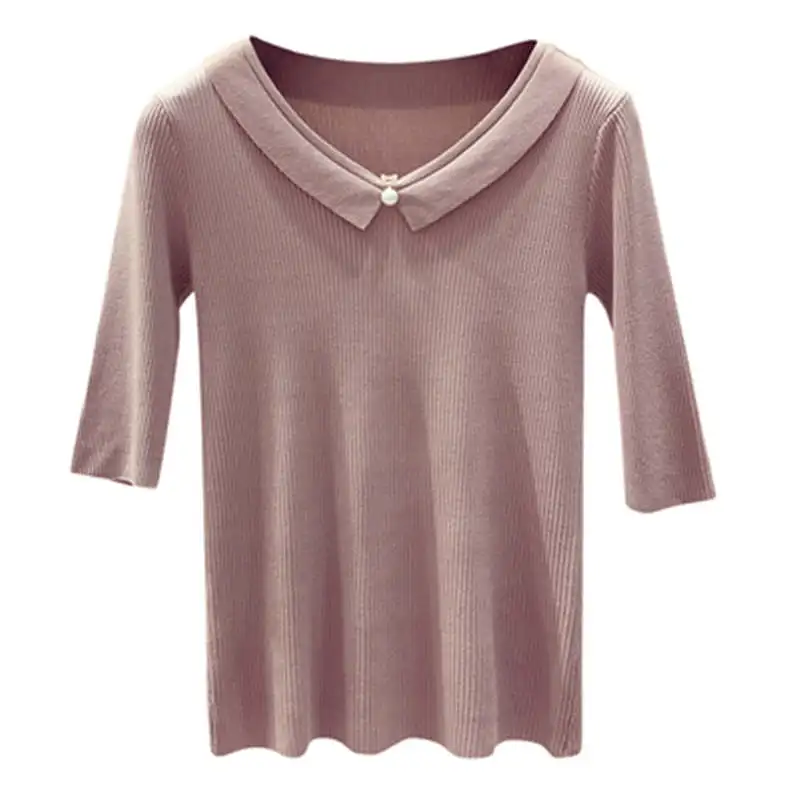 2019 New Summer Women T Shirt Fashion Korean V-neck Half Sleeves Ice silk Knitted Slim Tees Top Female Solid Casual T-shirt DW32
2019 New Summer Women T Shirt Fashion Korean V-neck Half Sleeves Ice silk Knitted Slim Tees Top Female Solid Casual T-shirt DW32