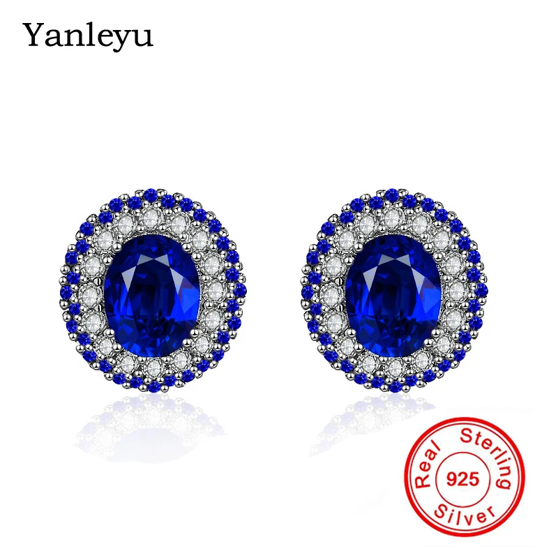 Yanleyu Bohemia Style Fashion Jewelry Real 925 Sterling Silver Blue AAA Cubic Zirconia Stud Earrings for Women PE032
Yanleyu Bohemia Style Fashion Jewelry Real 925 Sterling Silver Blue AAA Cubic Zirconia Stud Earrings for Women PE032