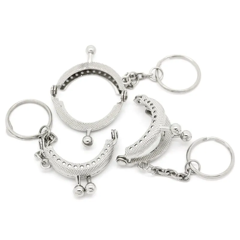 5Pcs Silver Tone Alloy Arc Frame Kiss Clasp With Key Ring For Handle Bag Purse Parts Accessories 4x3.5cm | Украшения и аксессуары