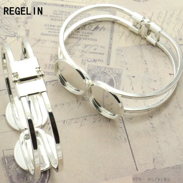 REGELIN Silver Plated Blank Bracelet Bangle Base Tray Bezel Cameo Setting Double Cabochon Diameter 20mm Base Diy Jewelry Making
REGELIN Silver Plated Blank Bracelet Bangle Base Tray Bezel Cameo Setting Double Cabochon Diameter 20mm Base Diy Jewelry Making