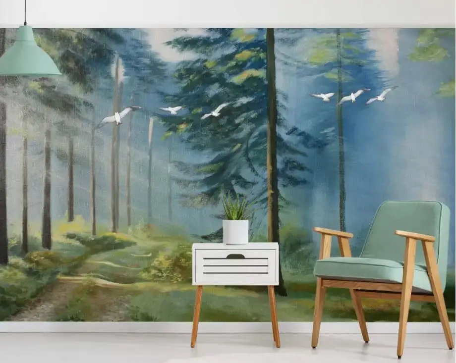 

mural wallpaper Retro forest wall papers home 3d wallpaper living room sofa tv background wall photo 3 d wallpaper for walls