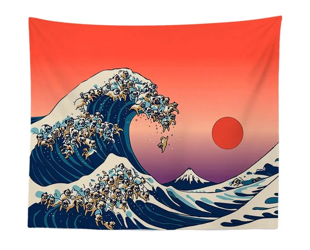 Funny Bulldog Wave Print Tapestry Great Wave Of Kanagawa Wall Tapestry Japanese Style Red Sun Mount Fuji Wall Hanging
Funny Bulldog Wave Print Tapestry Great Wave Of Kanagawa Wall Tapestry Japanese Style Red Sun Mount Fuji Wall Hanging