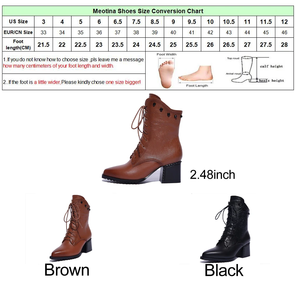 Meotina Ankle Boots Winter Natural Genuine Leather Boots Women High Heel Rivets Lace Up Motorcycle Boots Zip Lady Shoes Size 10
Meotina Ankle Boots Winter Natural Genuine Leather Boots Women High Heel Rivets Lace Up Motorcycle Boots Zip Lady Shoes Size 10