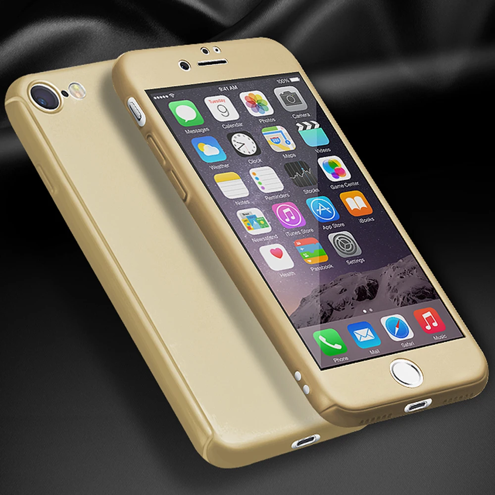 Ультратонкий чехол с полным покрытием на 360 градусов для iPhone 6 6S 7 Plus 5 5S SE + Защитная