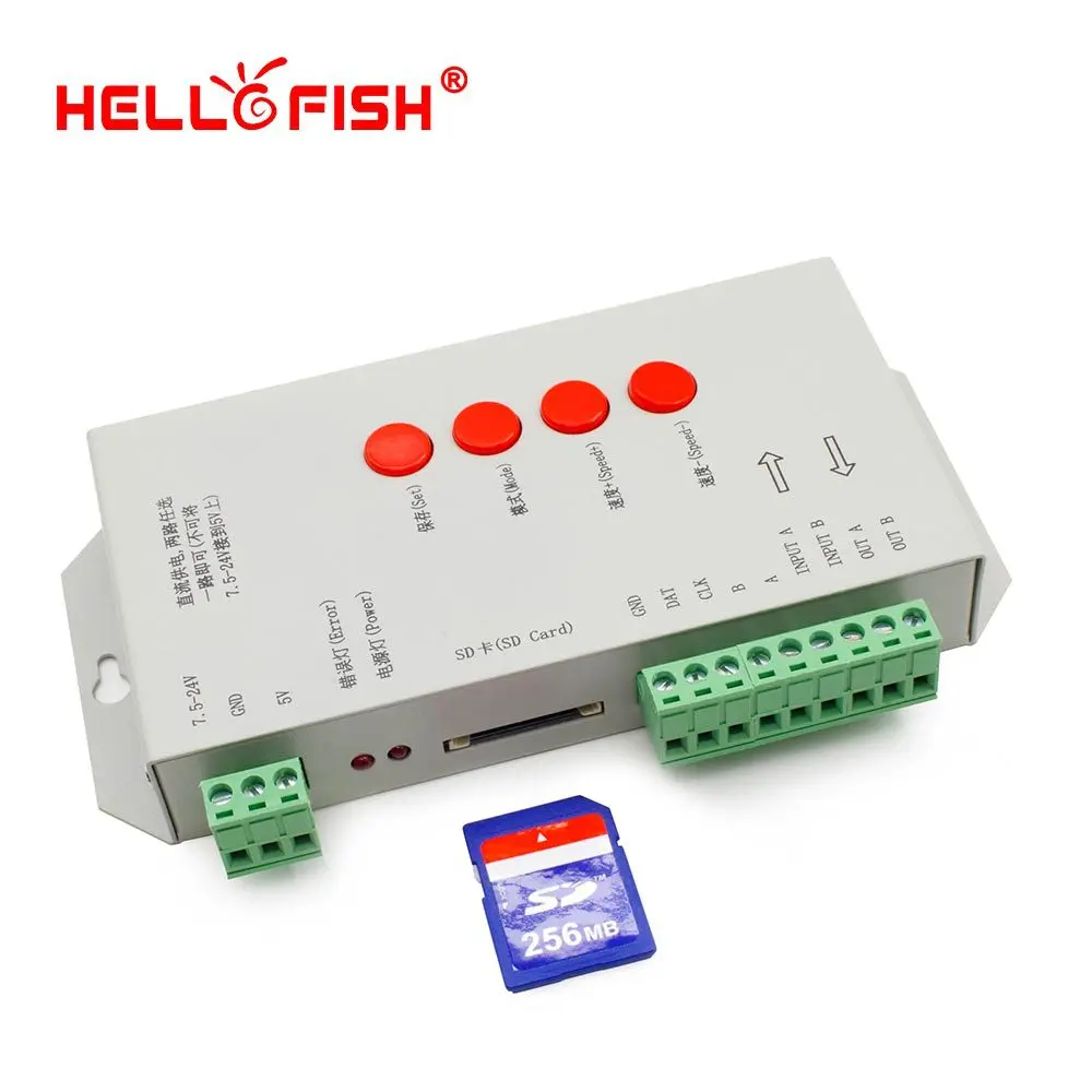 Светодиодный пиксельный контроллер Hello Fish высококачественный T-1000S с SD-картой 128 м