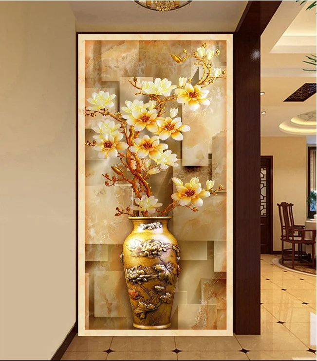 

Настенные 3d обои на заказ, нетканые настенные стикеры высокой четкости, цветная ваза с тиснением, крыльцо, коридор, фон, 3d настенные фрески