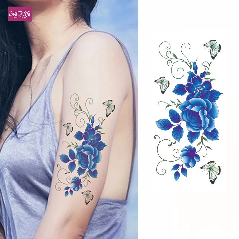 Rose Artificial Flowers Arm Shoulder Tattoo Stickers Flash Henna Tattoo Fake Waterproof Temporary Tattoos Women On body
Rose Artificial Flowers Arm Shoulder Tattoo Stickers Flash Henna Tattoo Fake Waterproof Temporary Tattoos Women On body