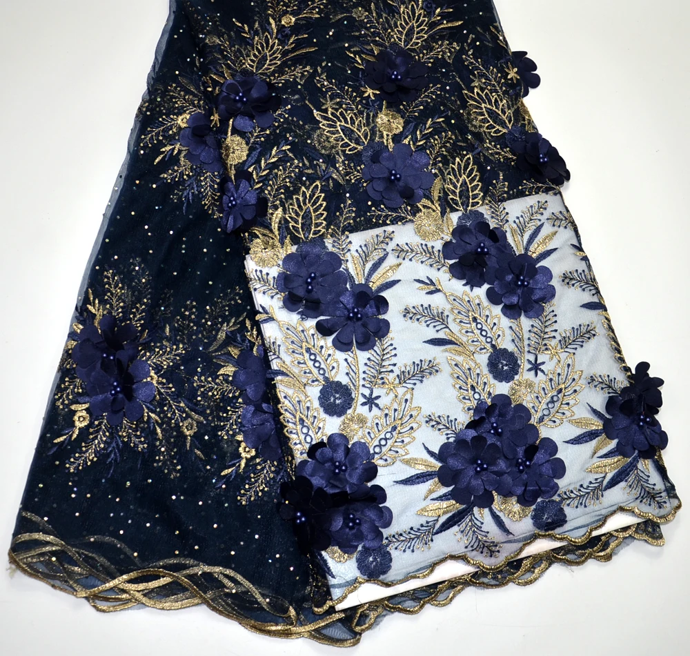 New!!! Latest High Quality Soft 3D Flowers Navy blue+Gold French Net lace With Stones For Nigeria wedding
New!!! Latest High Quality Soft 3D Flowers Navy blue+Gold French Net lace With Stones For Nigeria wedding