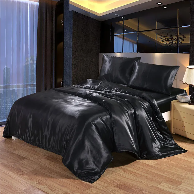 

Черный набор постельного белья с надписью, двуспальный размер, сатин, шелк, лето, используется, холодное постельное белье, Китай, роскошный к...
