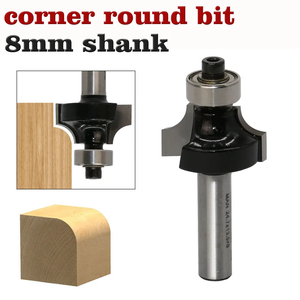 1pc 8mm Shank Round-Over Router Bits for wood Woodworking Tool 2 flute endmill with bearing milling cutter Corner Round Over Bit
1pc 8mm Shank Round-Over Router Bits for wood Woodworking Tool 2 flute endmill with bearing milling cutter Corner Round Over Bit