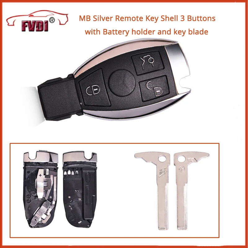 Фото BGA Smart Key Shell сменный Футляр для ключей чехол MB Silver Remote 3 кнопки - купить