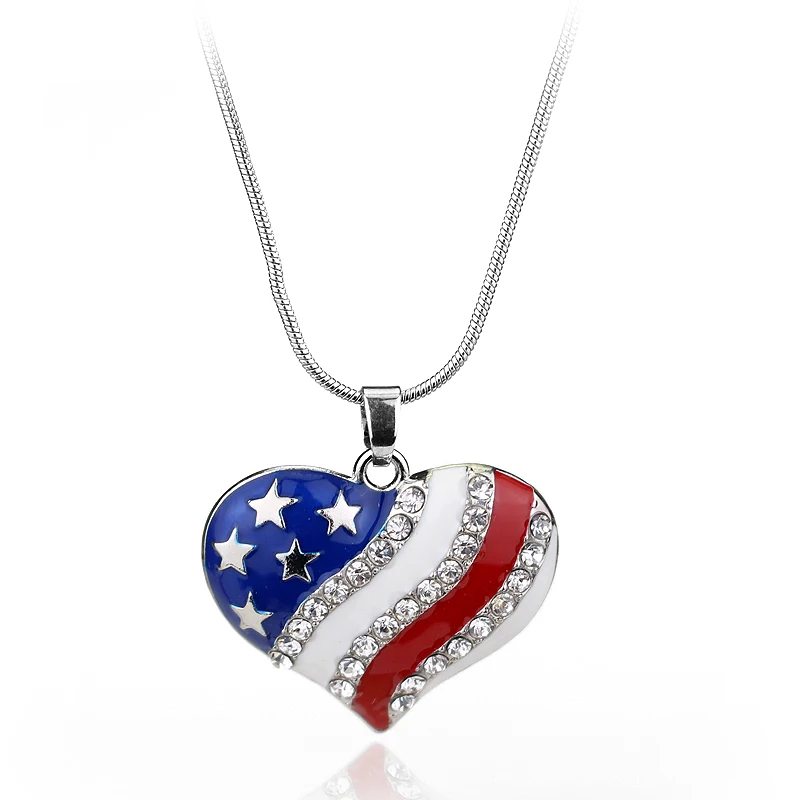 Fashion Jewelry Women Men Accessories American stars and stripes Flag Heart Pendants Necklaces Snake Chain Necklace
Fashion Jewelry Women Men Accessories American stars and stripes Flag Heart Pendants Necklaces Snake Chain Necklace